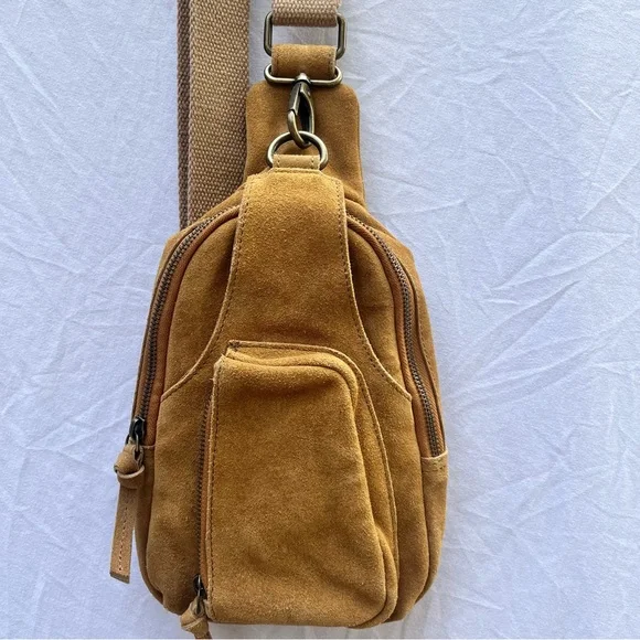 Free People Hudson sling bag.  Tan Suede Belt Bag - Picture 2 of 10